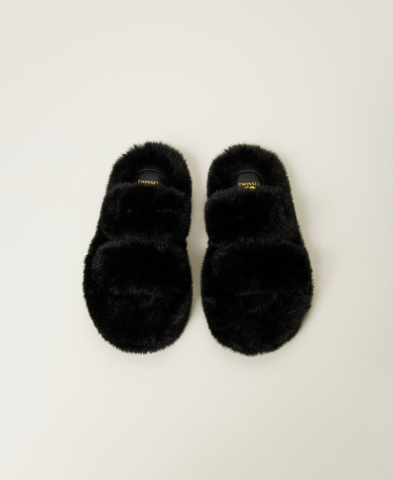 Scee by twin set Sandali slide in faux fur Black Friday