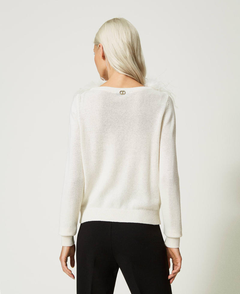 Scee by twin set Maglia regular in misto lana con piume Offerta San Valentino
