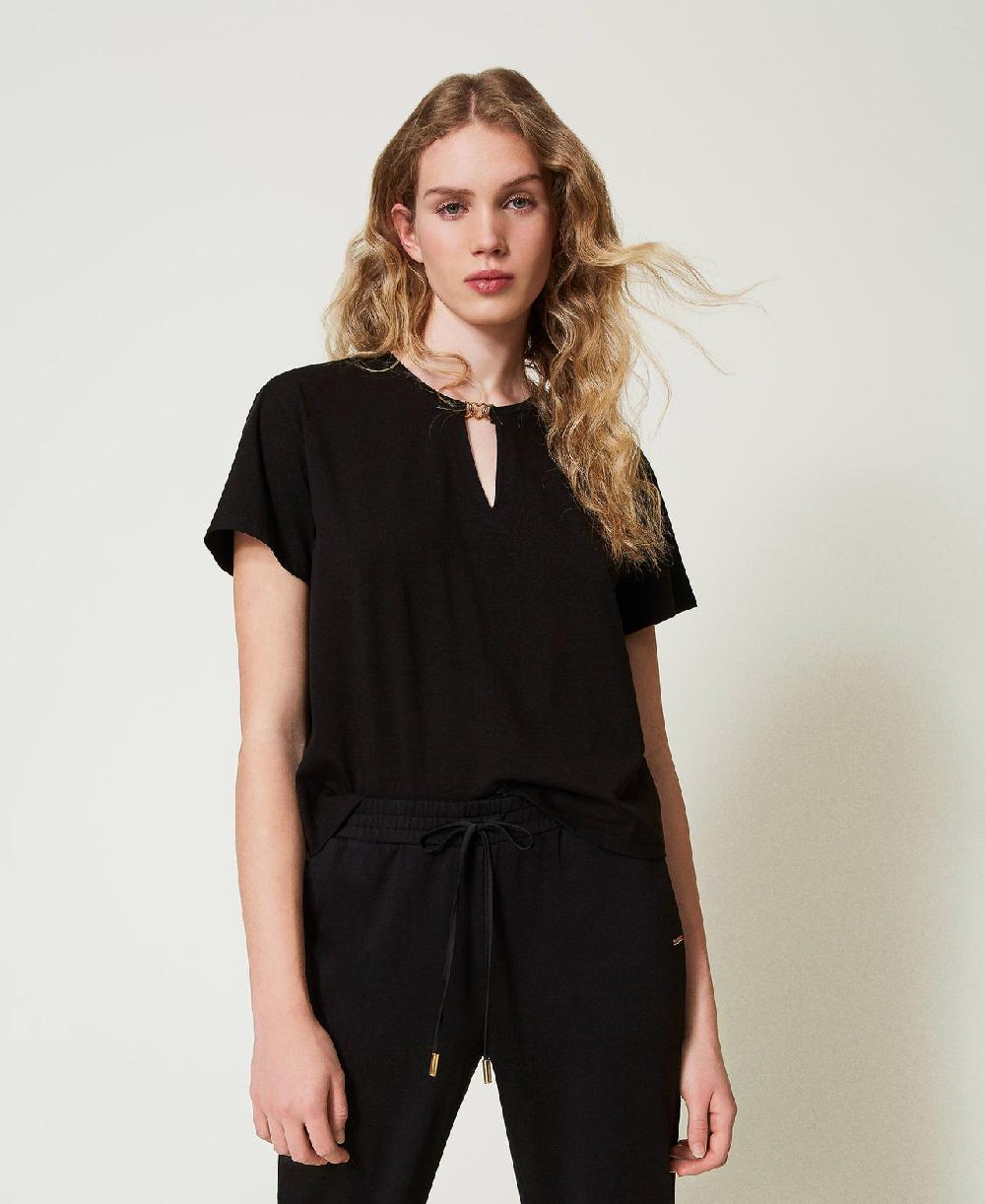 Scee by twin set T-shirt con morsetto a cuore Online Outlet