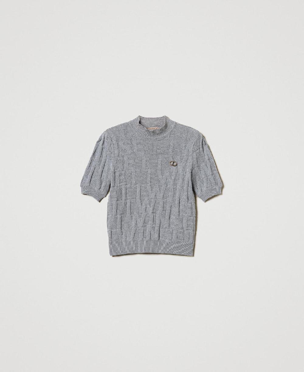 Scee by twin set Maglia in cotone e cashmere con logo Grandi sconti