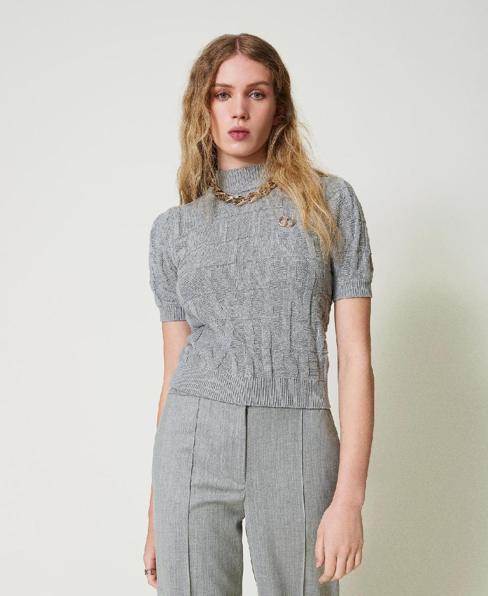 Scee by twin set Maglia in cotone e cashmere con logo Grandi sconti