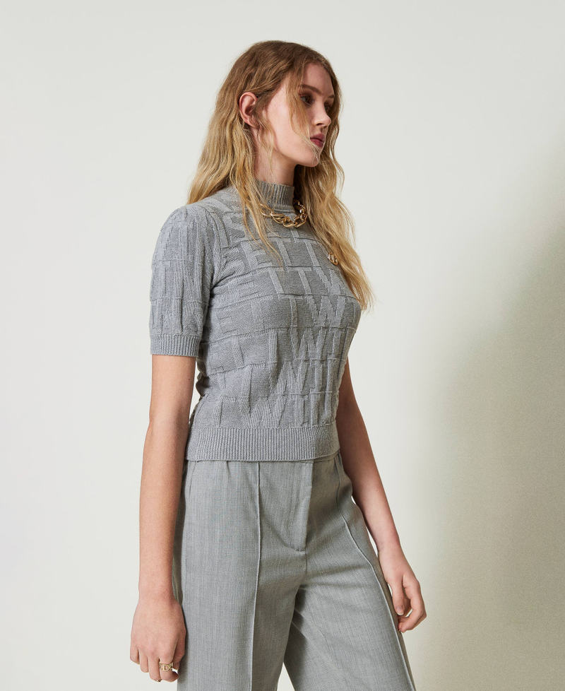 Scee by twin set Maglia in cotone e cashmere con logo Grandi sconti