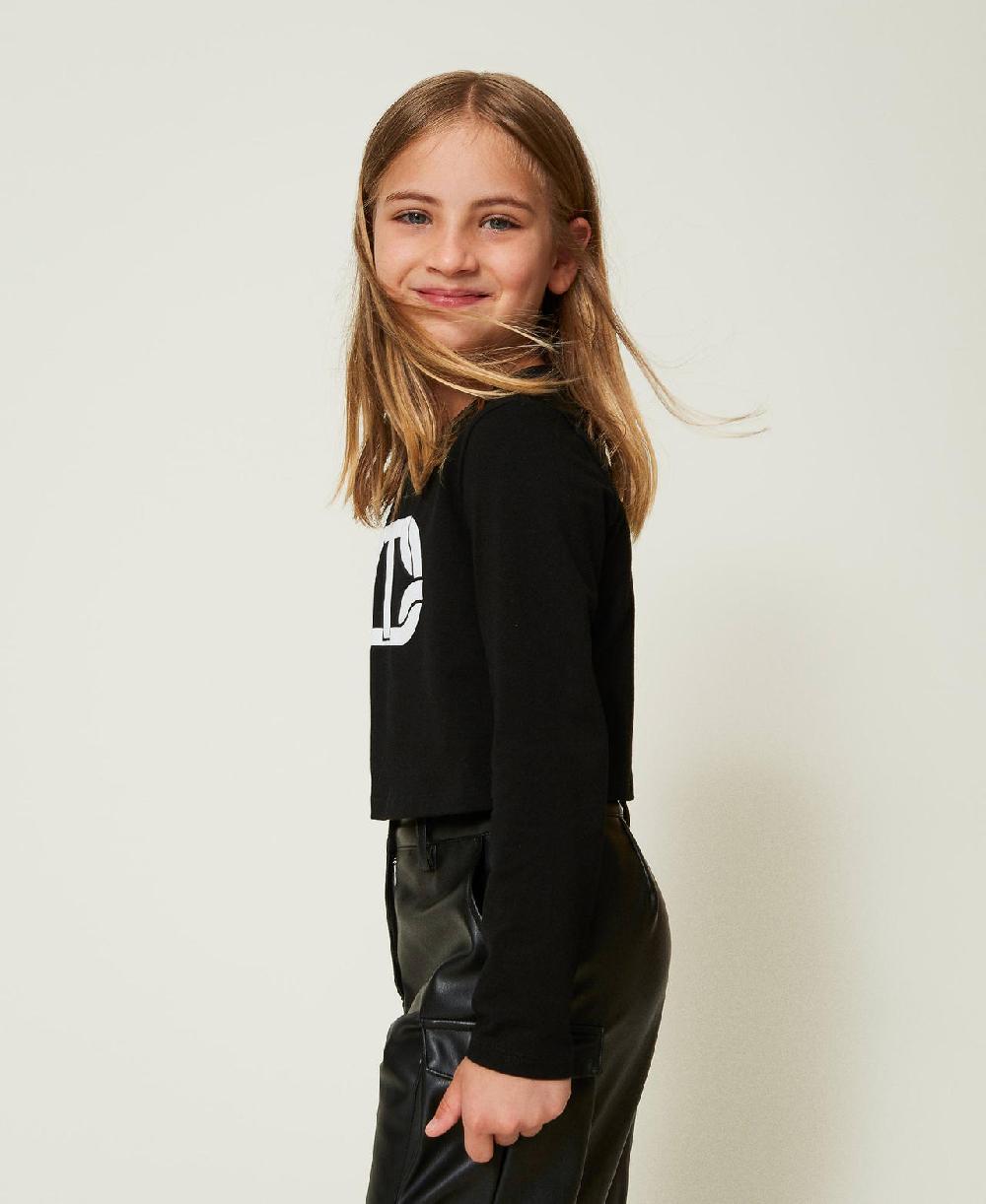 Scee by twin set T-shirt cropped con logo gommato Comprane uno, ottenene uno gratis