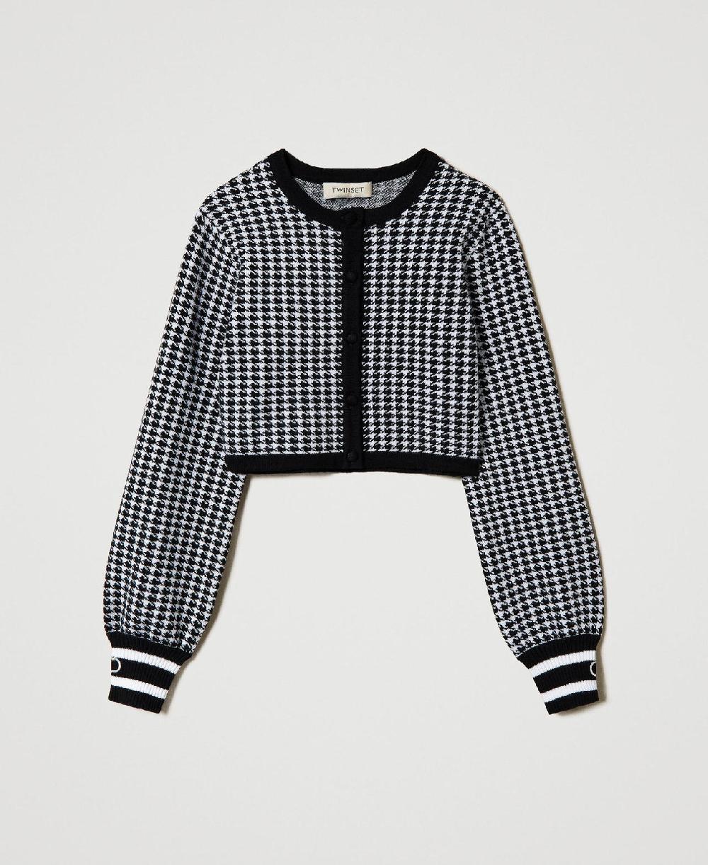 Scee by twin set Giacca in maglia jacquard pied de poule Offerte giornaliere