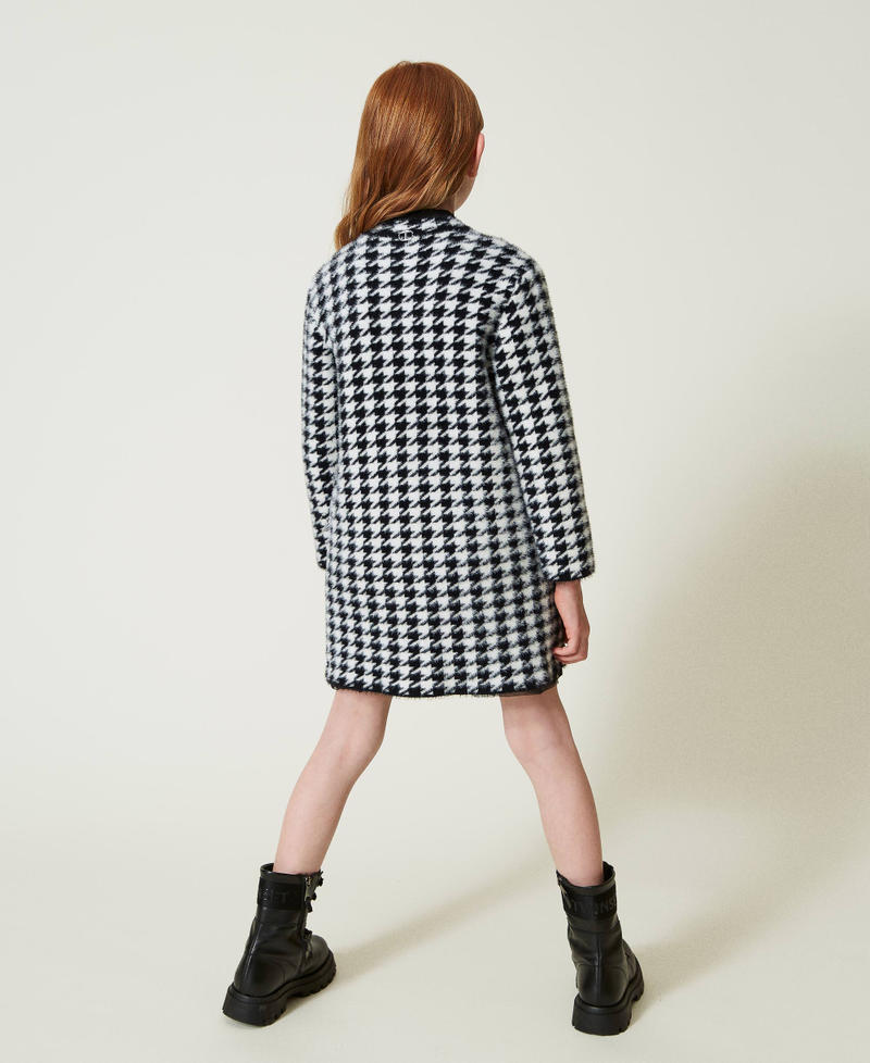 Scee by twin set Cappotto in maglia jacquard pied de poule Offerte speciali
