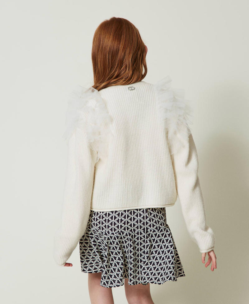 Scee by twin set Cardigan regular con balze in tulle Enormi risparmi
