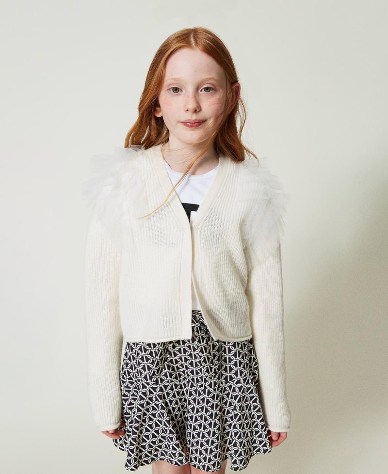 Scee by twin set Cardigan regular con balze in tulle Enormi risparmi