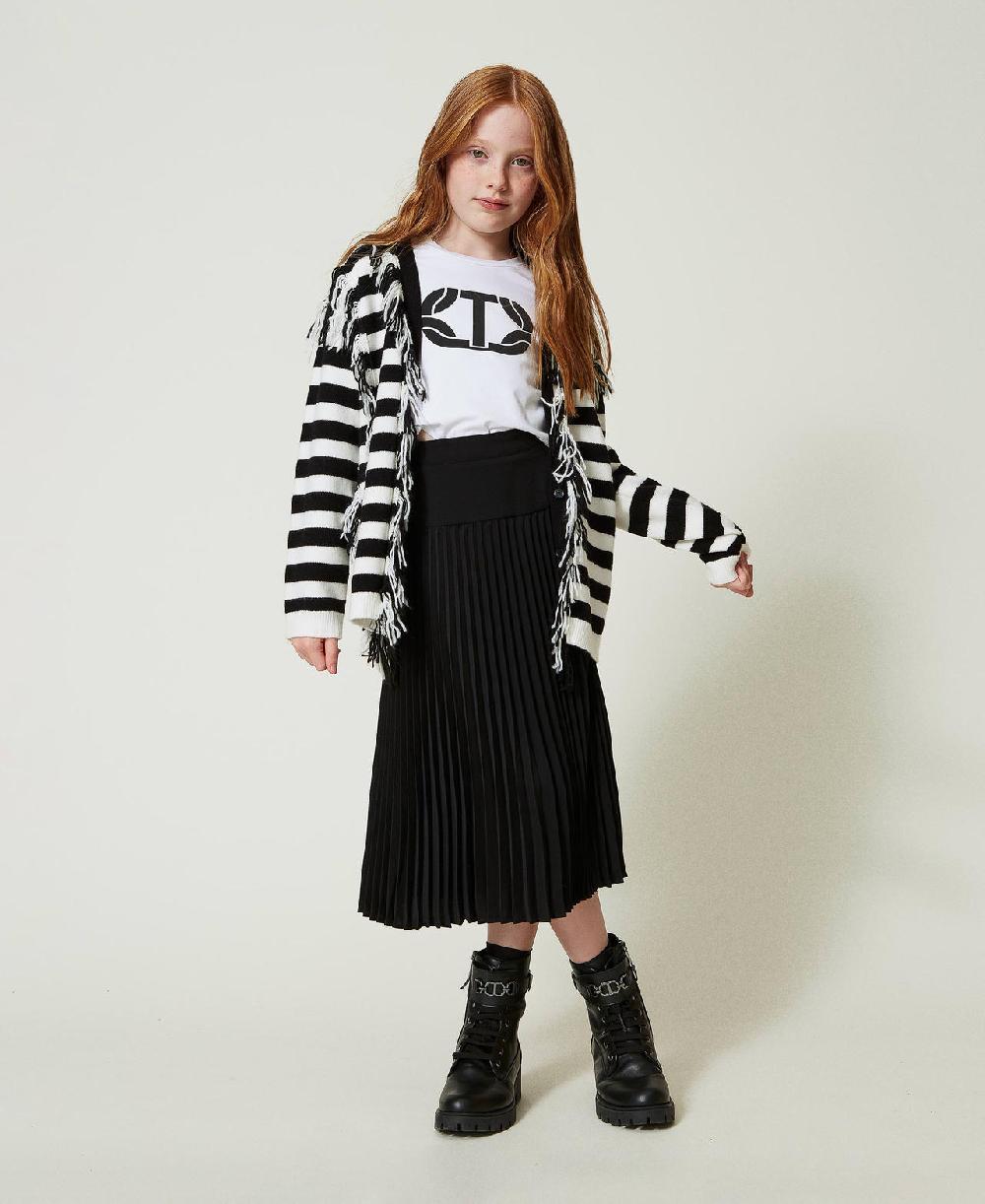 Scee by twin set Maxi cardigan in maglia a righe con frange Ritorno libero