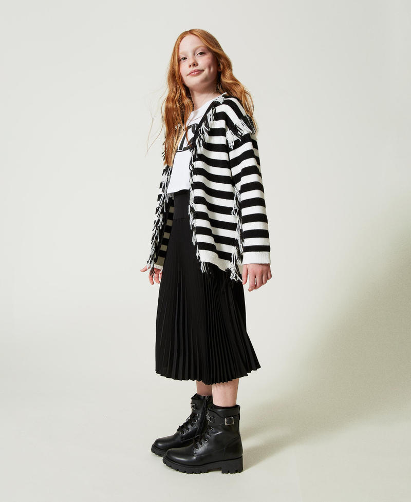 Scee by twin set Maxi cardigan in maglia a righe con frange Ritorno libero