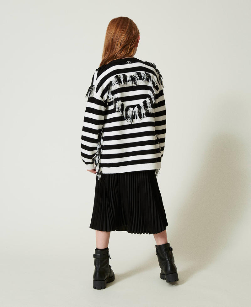 Scee by twin set Maxi cardigan in maglia a righe con frange Ritorno libero
