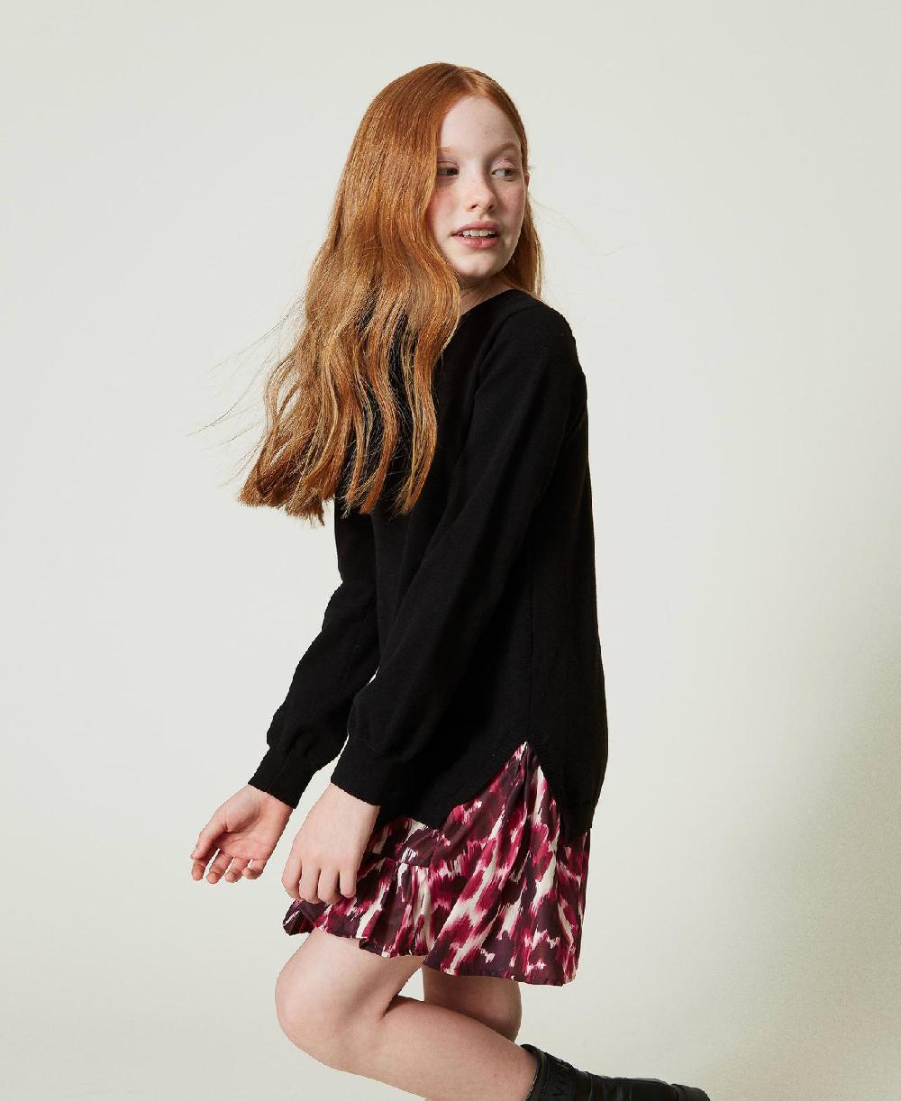 Scee by twin set Abito corto in maglia con inserto stampato Fino al 50% di sconto
