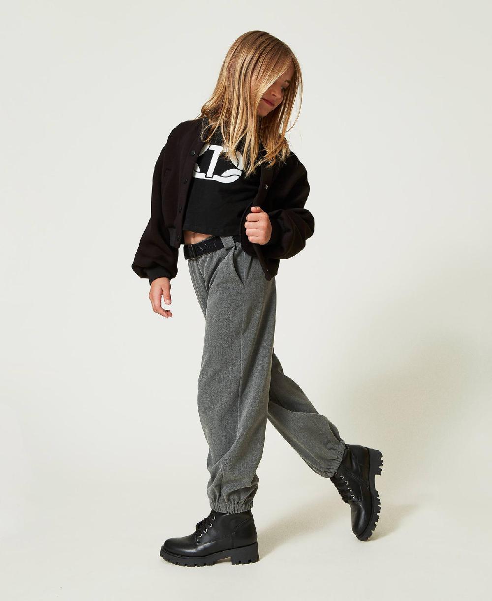 Scee by twin set Pantaloni joggers in flanella con cintura Fino al 60% di sconto
