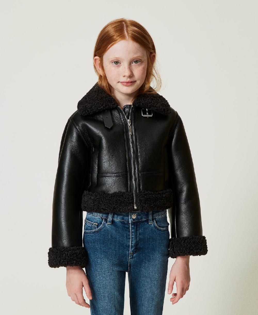 Scee by twin set Giacca aviatore con faux fur Offerta speciale della fabbrica