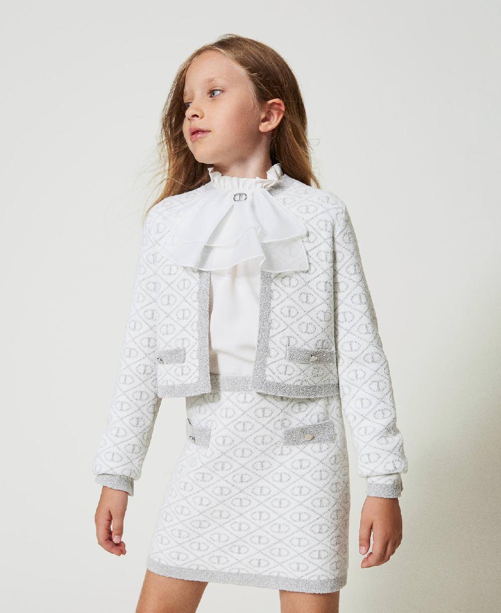Scee by twin set Gonna corta in maglia jacquard con Oval T Black Friday Prezzi