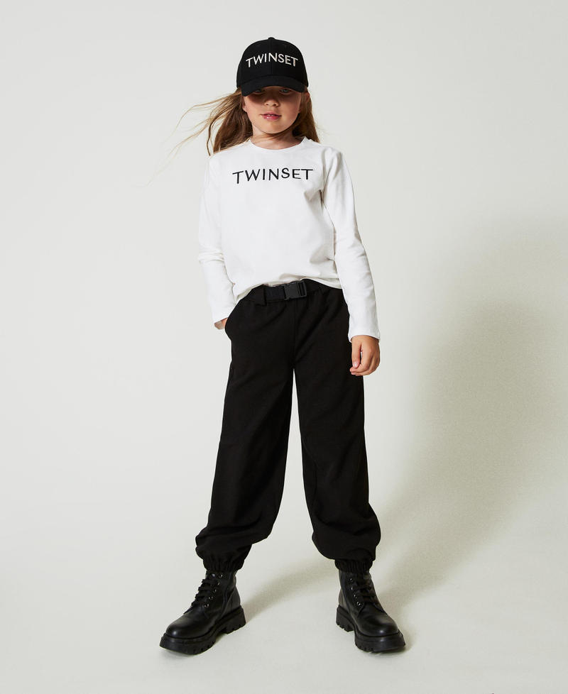 Scee by twin set T-shirt cropped con logo ricamato In vendita