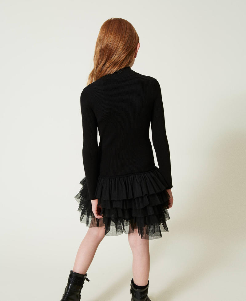 Scee by twin set Abito in maglia a costine con tulle 50% di sconto per tempo limitato
