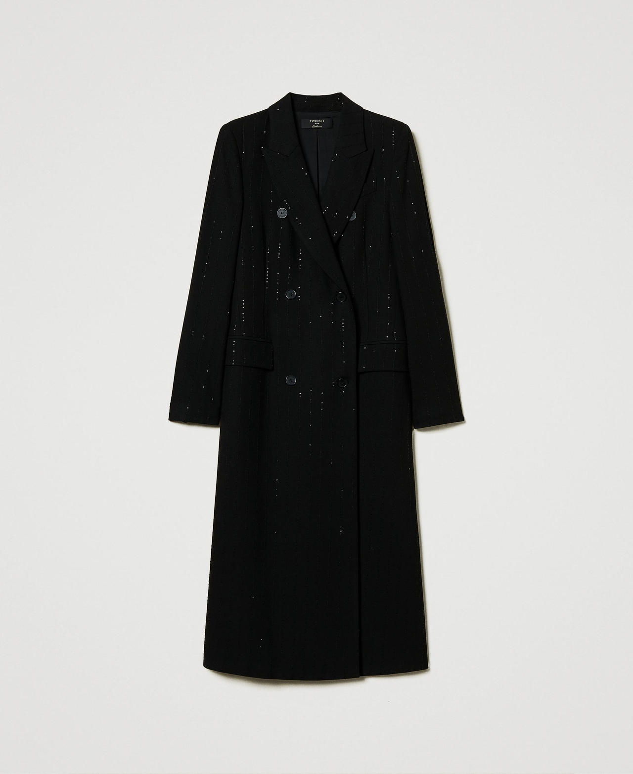 Scee by twin set Cappotto in panno con paillettes Consegna Veloce