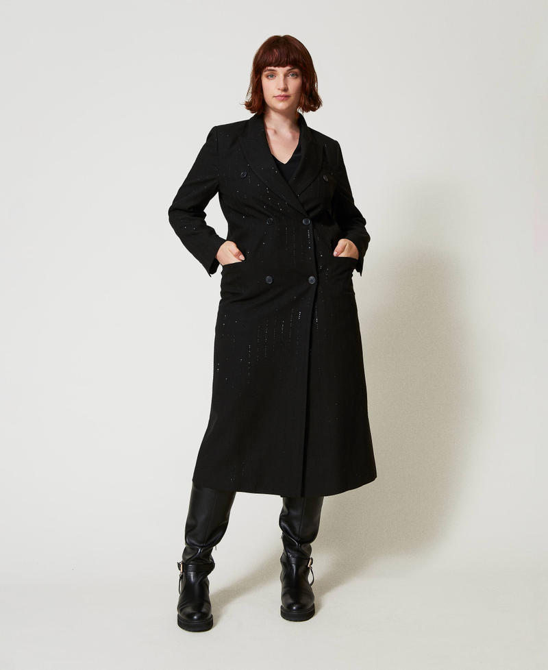 Scee by twin set Cappotto in panno con paillettes Consegna Veloce