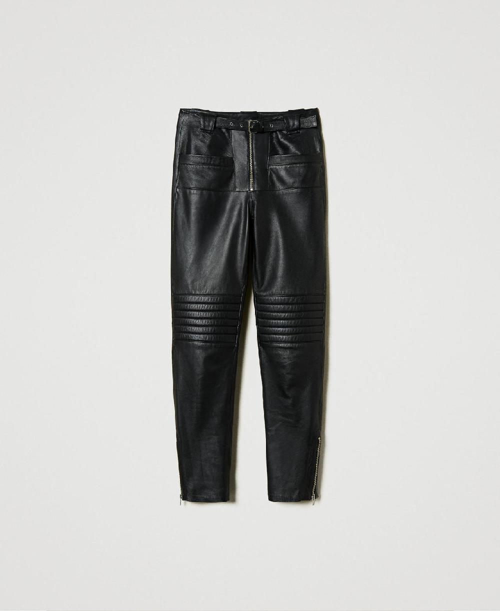 Scee by twin set Pantaloni biker 'Fairfax' in pelle Sconto