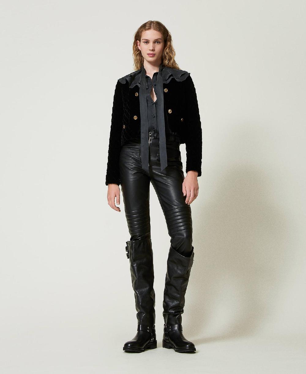 Scee by twin set Pantaloni biker 'Fairfax' in pelle Sconto