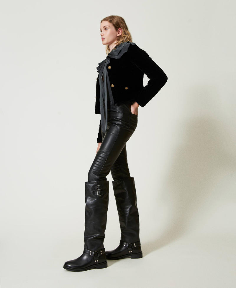 Scee by twin set Pantaloni biker 'Fairfax' in pelle Sconto