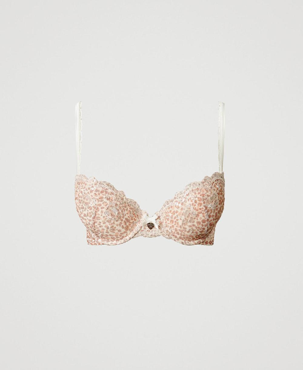 Scee by twin set Reggiseno push-up in tulle animalier Offerta