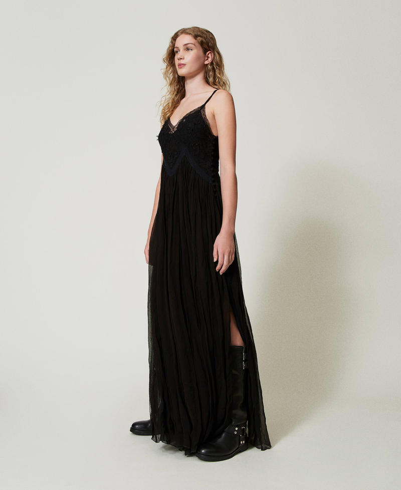 Scee by twin set Abito lungo in creponne e tulle Economico