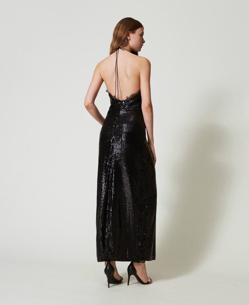 Scee by twin set Abito lungo in paillettes con pizzo Saldi