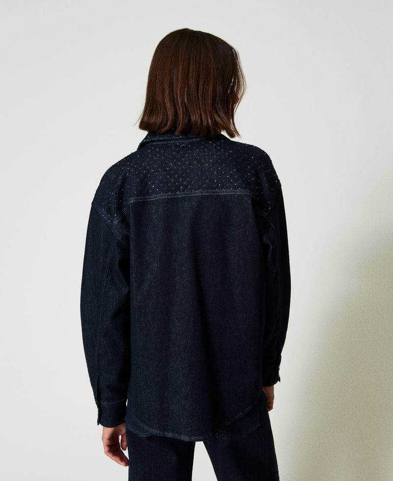 Scee by twin set Camicia in jeans con strass Hotsell