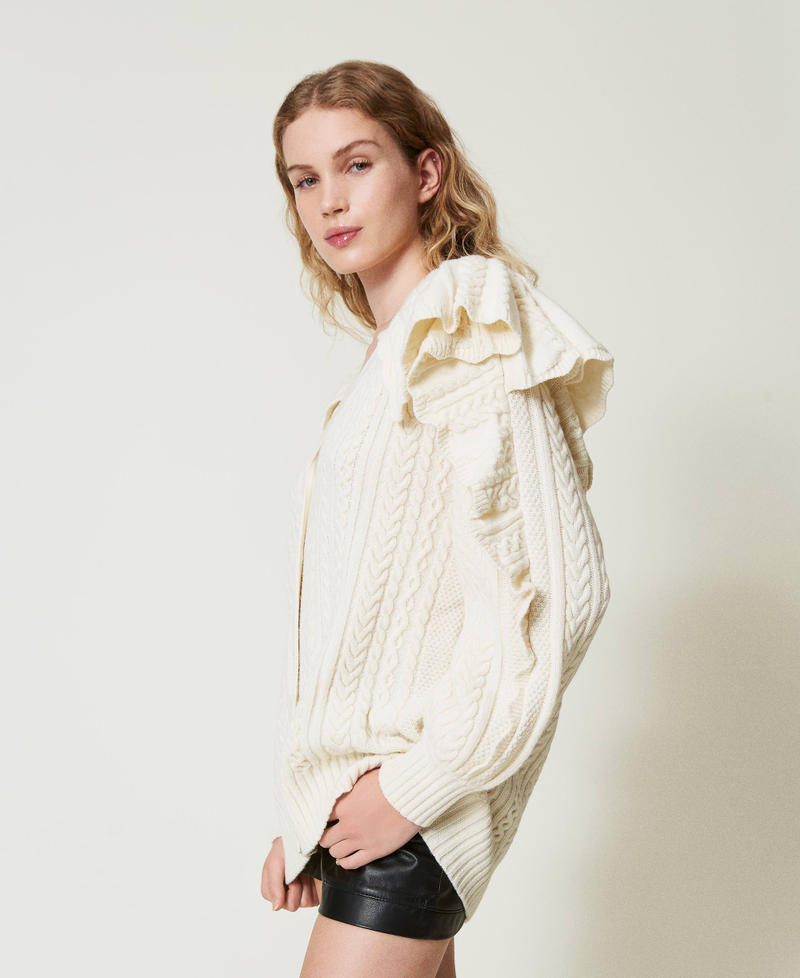 Scee by twin set Cardigan in misto lana con volant Vendita Calda