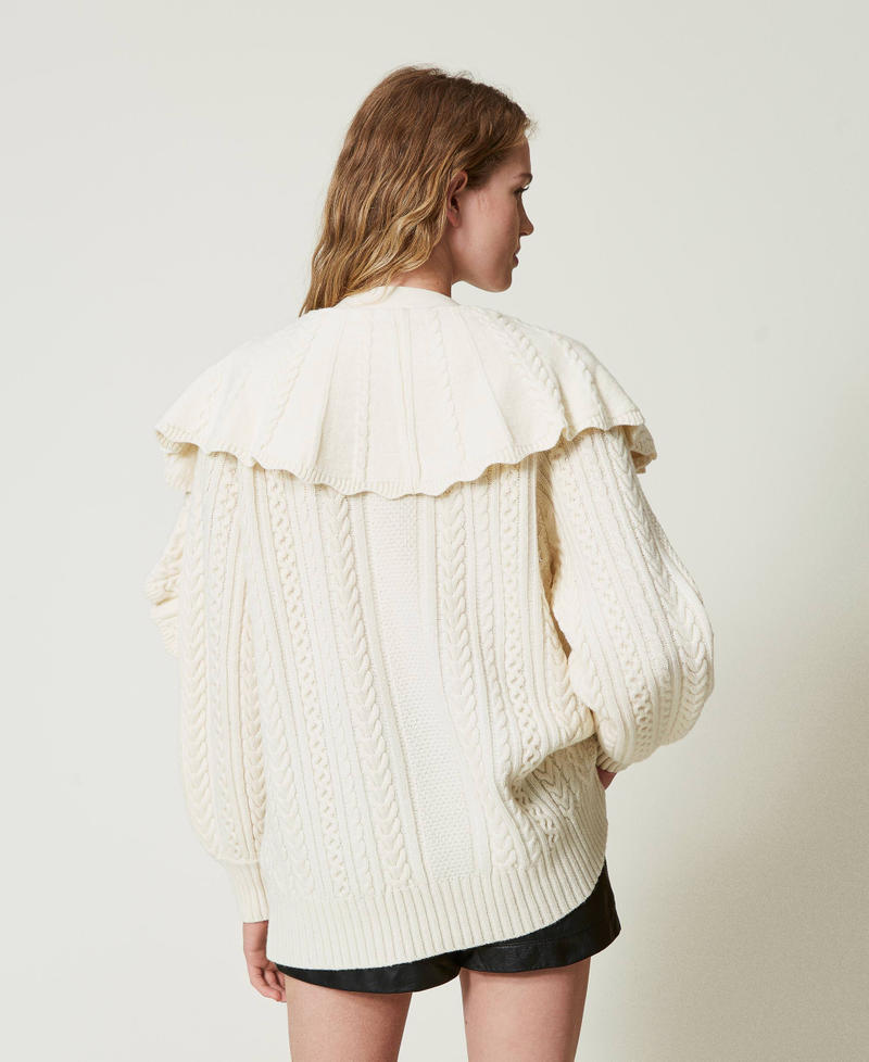Scee by twin set Cardigan in misto lana con volant Vendita Calda