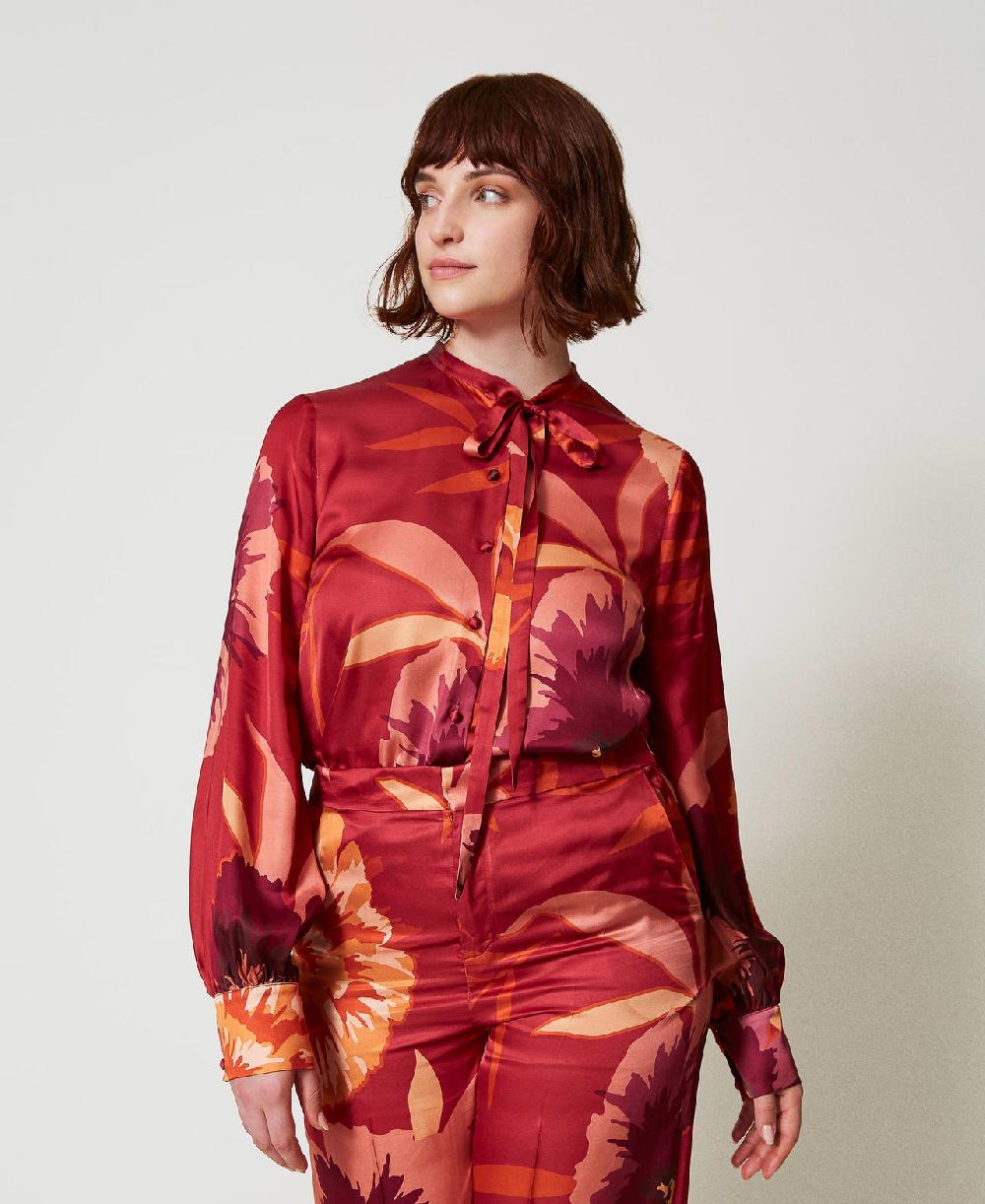Scee by twin set Camicia in raso a fiori Negozio