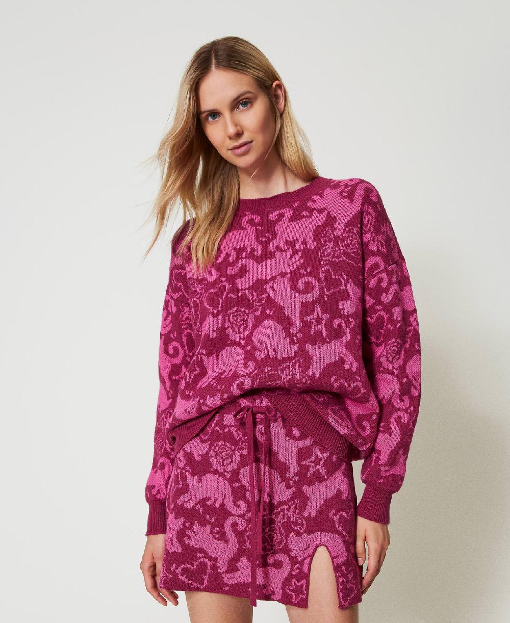Scee by twin set Minigonna jacquard in filato Treeblend In Saldo