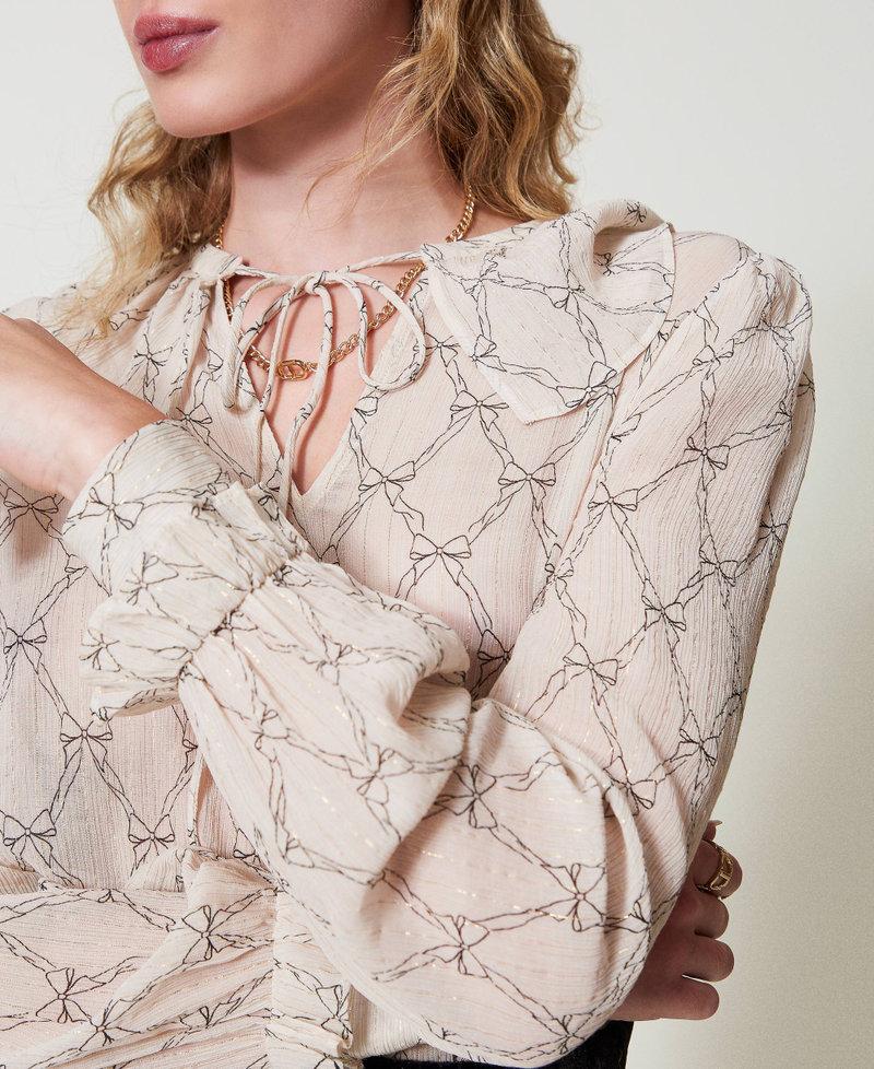 Scee by twin set Blusa in creponne con stampa fiocchi Spedizione gratuita