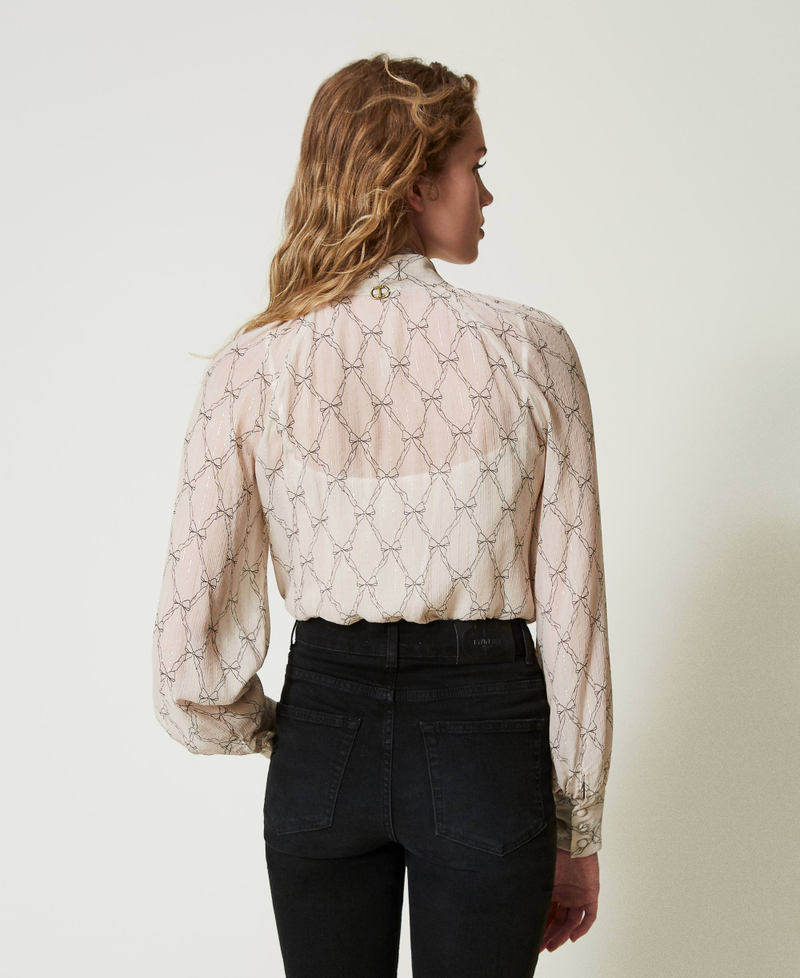 Scee by twin set Camicia in creponne con stampa fiocchi Comprare a buon mercato