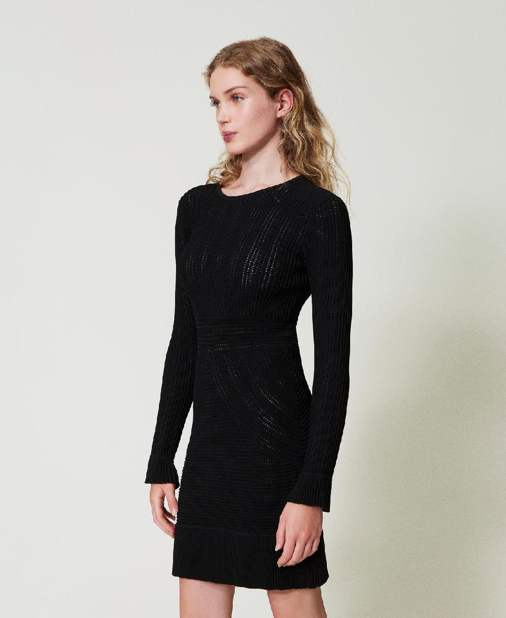 Scee by twin set Abito corto in maglia con mix di punti Grande vendita