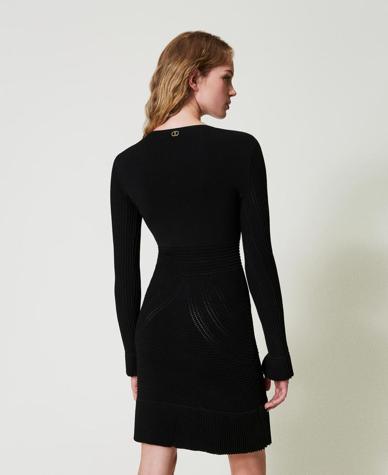 Scee by twin set Abito corto in maglia con mix di punti Grande vendita