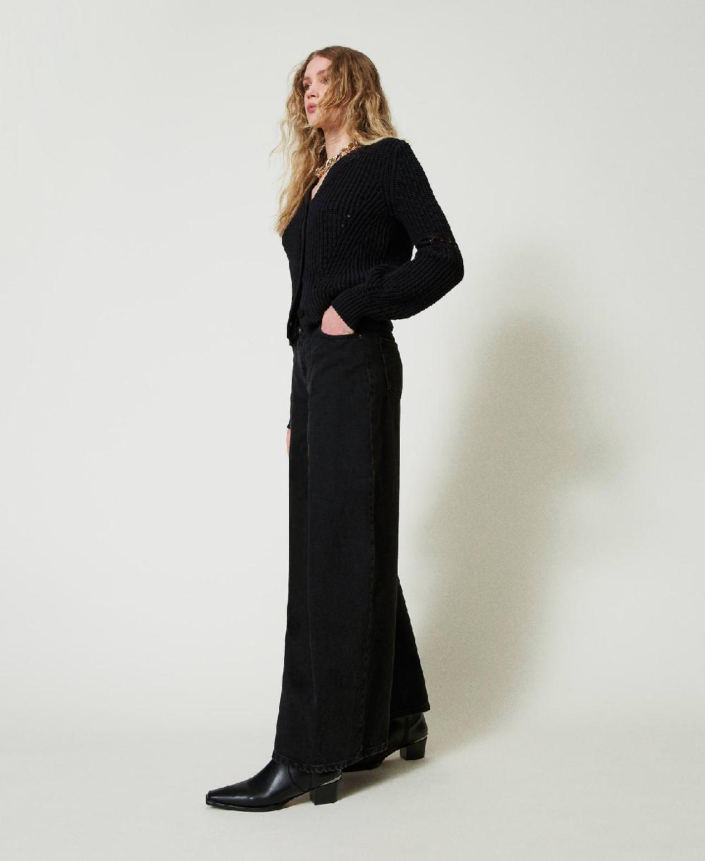 Scee by twin set Jeans cropped con doppi bottoni Flash Sale
