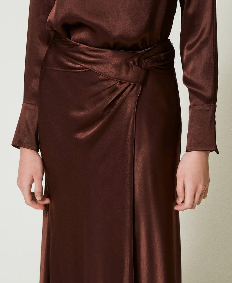 Scee by twin set Gonna lunga in raso con drappeggio Shopping online