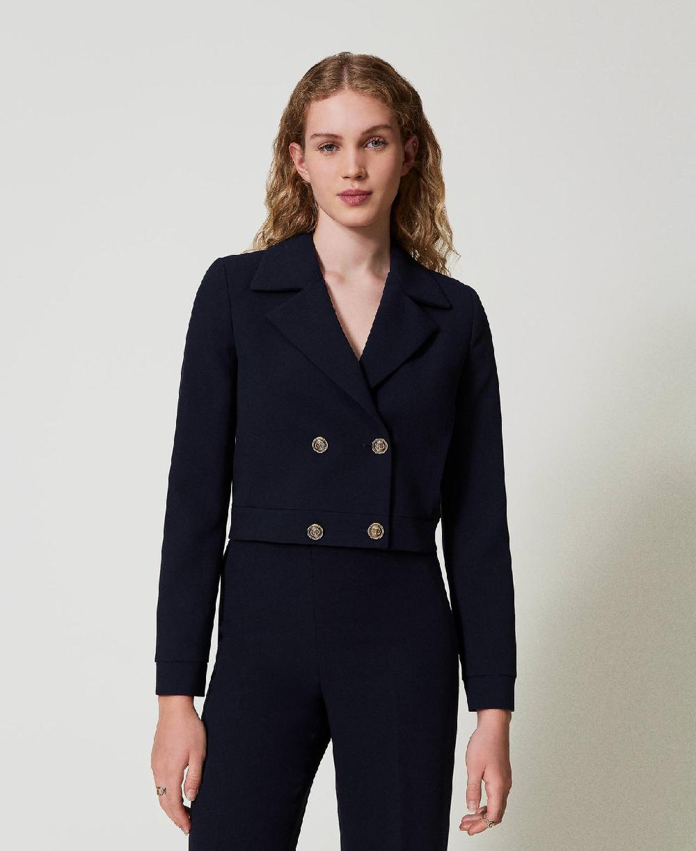 Scee by twin set Giacca cropped in cady crêpe Vendite stagionali