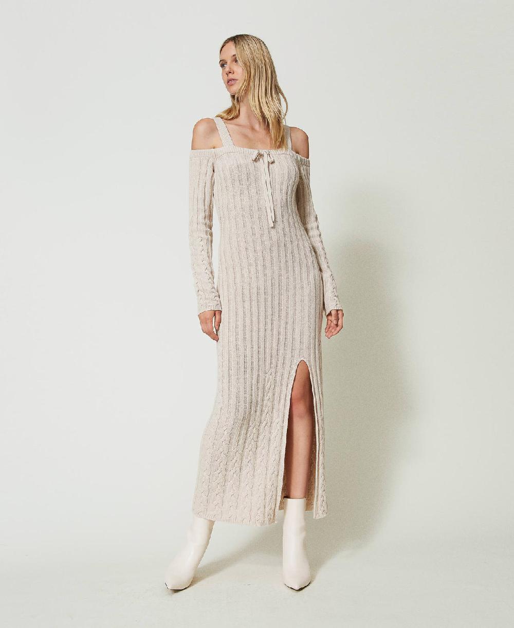 Scee by twin set Abito lungo in filato Treeblend con trecce Online Outlet