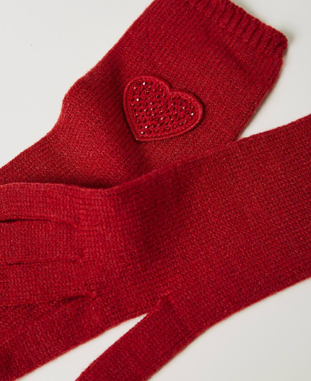 Scee by twin set Guanti in maglia con patch a cuore Super Saving Price