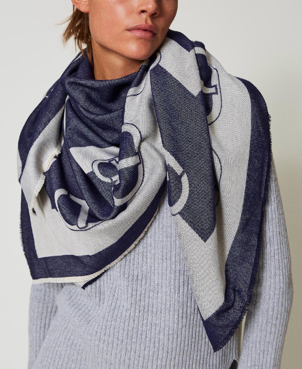 Scee by twin set Kefiah jacquard con logo Ultimi due giorni