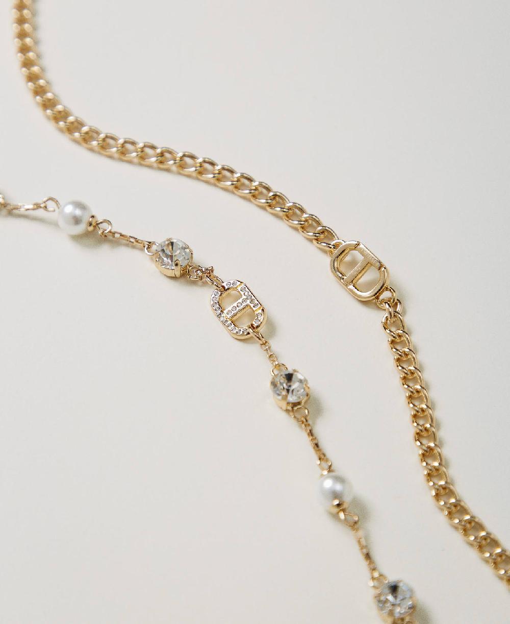 Scee by twin set Collana multifilo con strass e Oval T Sostegno trimestrale