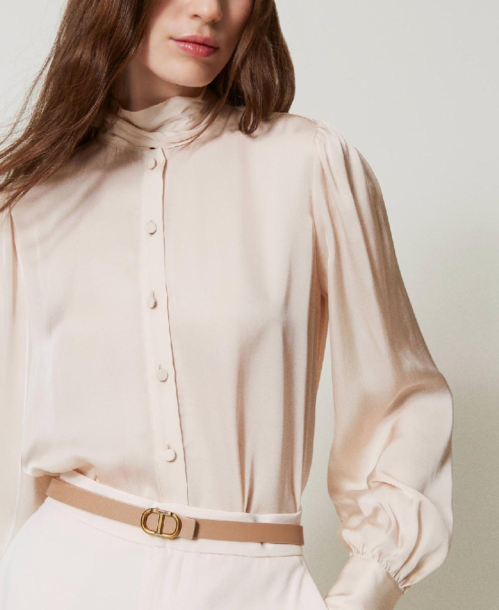 Scee by twin set Cintura reversibile sottile in pelle con Oval T Italy