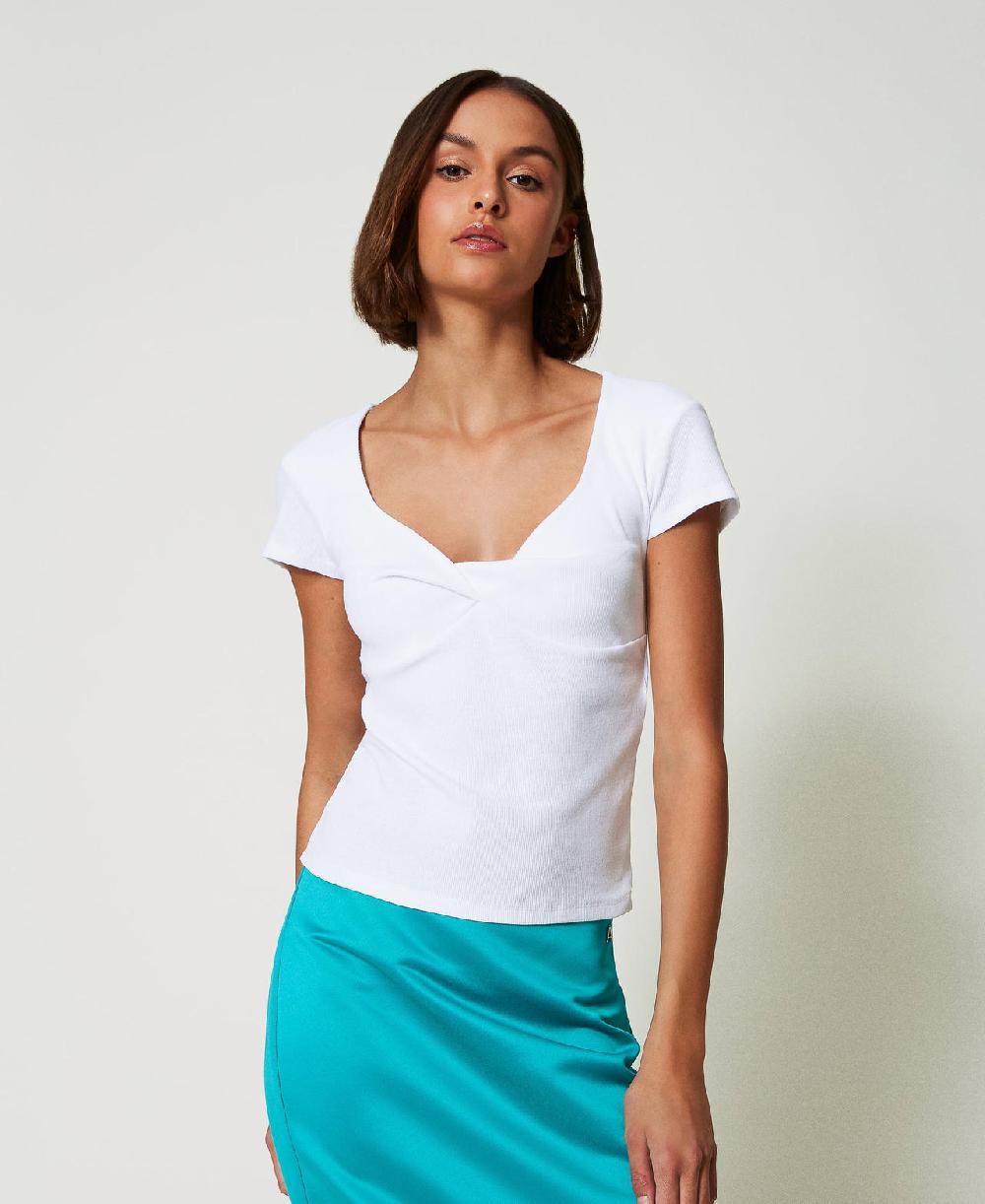 Scee by twin set T-shirt a costine con nodo Consegna Veloce
