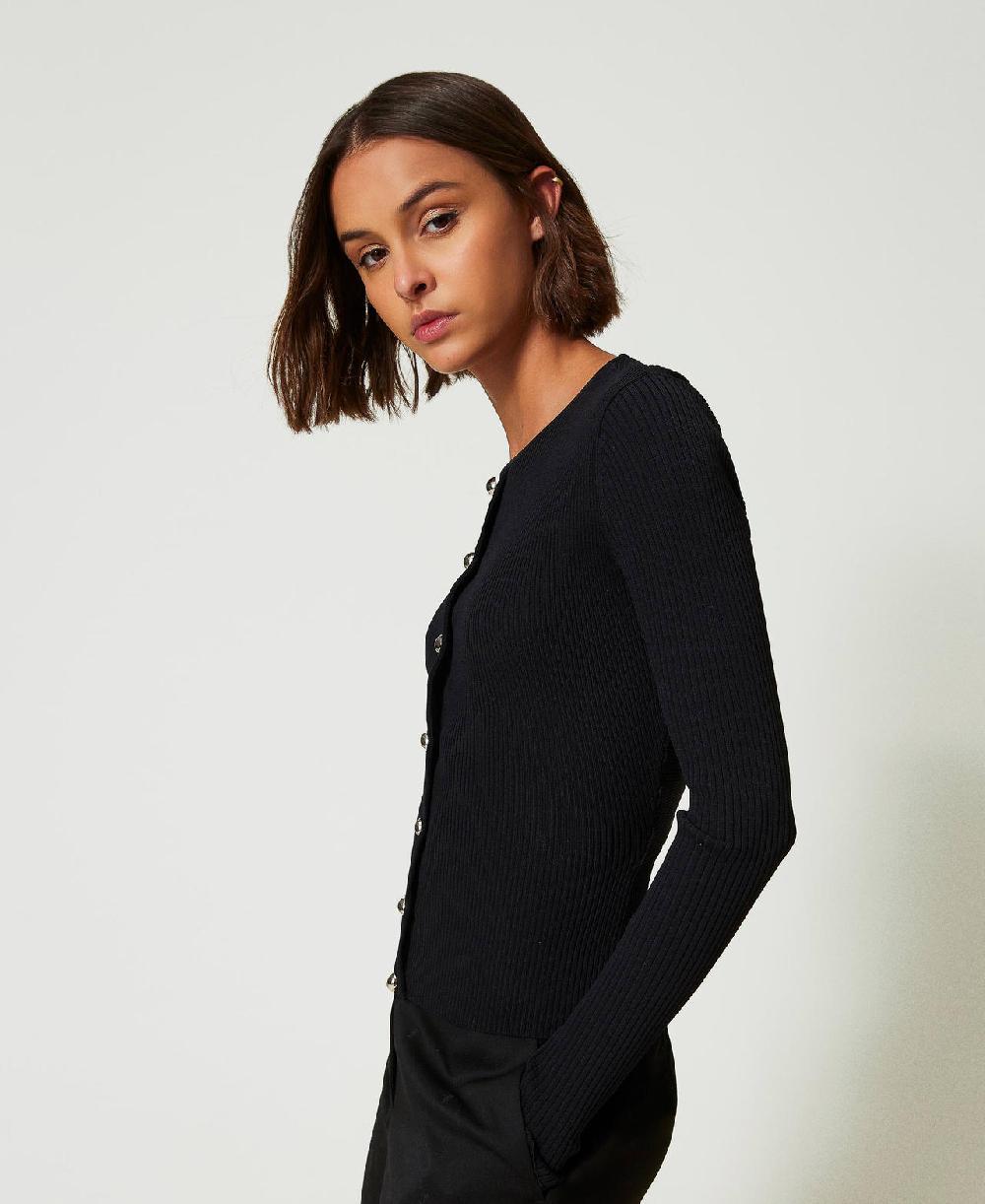 Scee by twin set Cardigan a costine con borchie Promozione Limitata