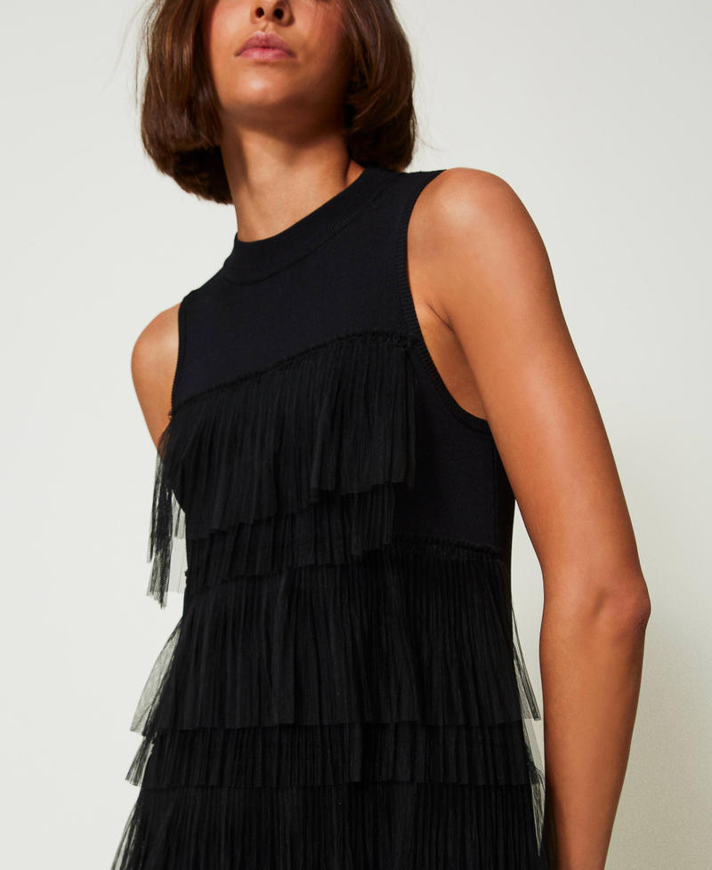 Scee by twin set Abito corto in maglia con balze in tulle Affare Del Giorno