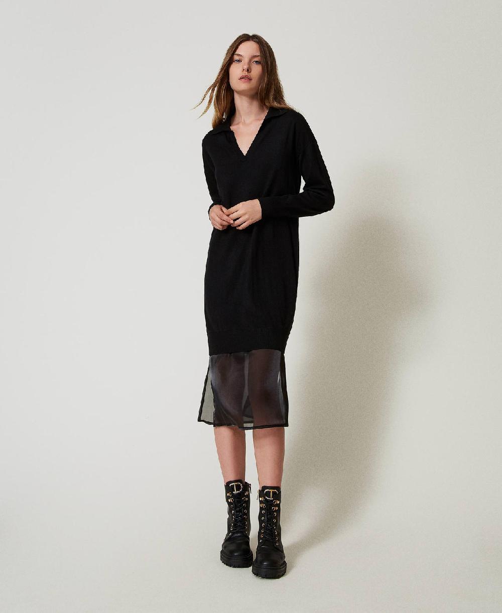 Scee by twin set Abito longuette in maglia con sottoveste Offerta
