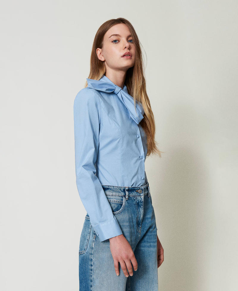 Scee by twin set Camicia in popeline con fiocco Online
